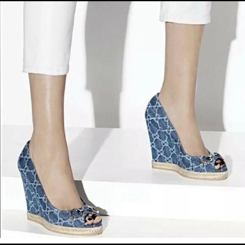 Gucci Monogram Wedge Denim
